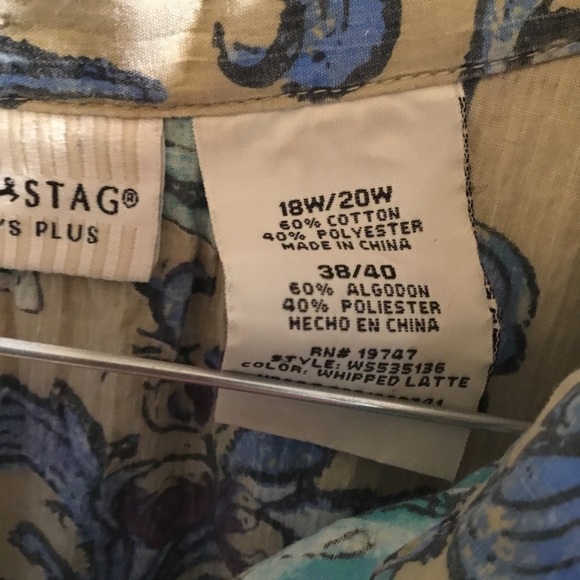 White Stag Sleeveless Button Up Blue and Tan Top - Picture 4 of 5